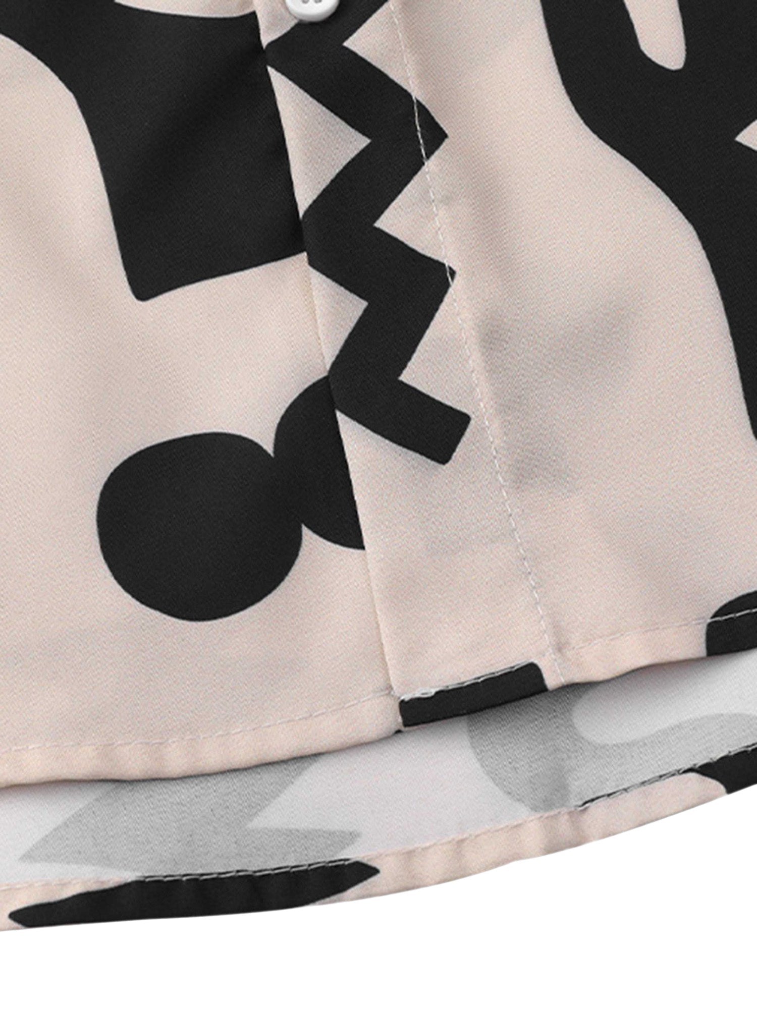 SHORT-SLEEVED BUTTON-DOWN SHIRT WITH BLACK MYSTICAL PATTERN - TRENDY CASUAL