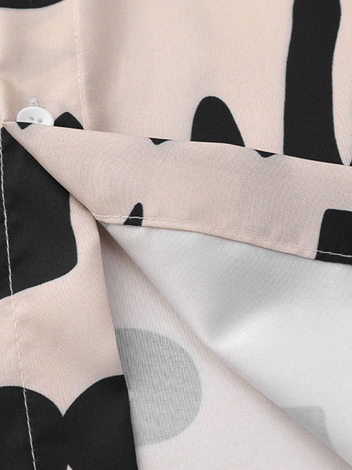 SHORT-SLEEVED BUTTON-DOWN SHIRT WITH BLACK MYSTICAL PATTERN - TRENDY CASUAL