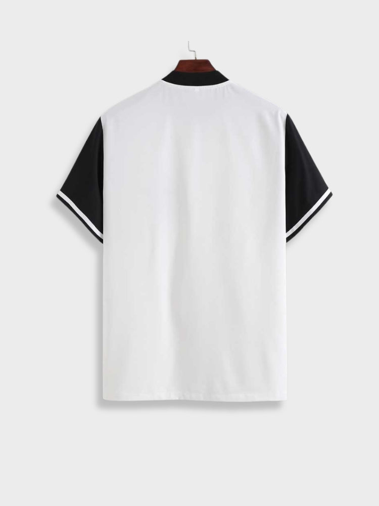 SHORT-SLEEVED BUTTON-DOWN SHIRT WITH ROSE DESIGN - STYLISH STREETWEAR