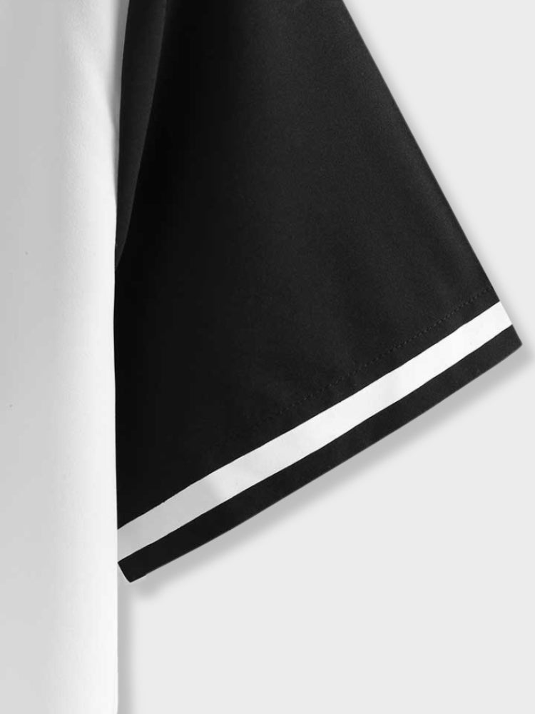 SHORT-SLEEVED BUTTON-DOWN SHIRT WITH ROSE DESIGN - STYLISH STREETWEAR