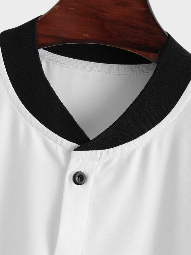 SHORT-SLEEVED BUTTON-DOWN SHIRT WITH ROSE DESIGN - STYLISH STREETWEAR