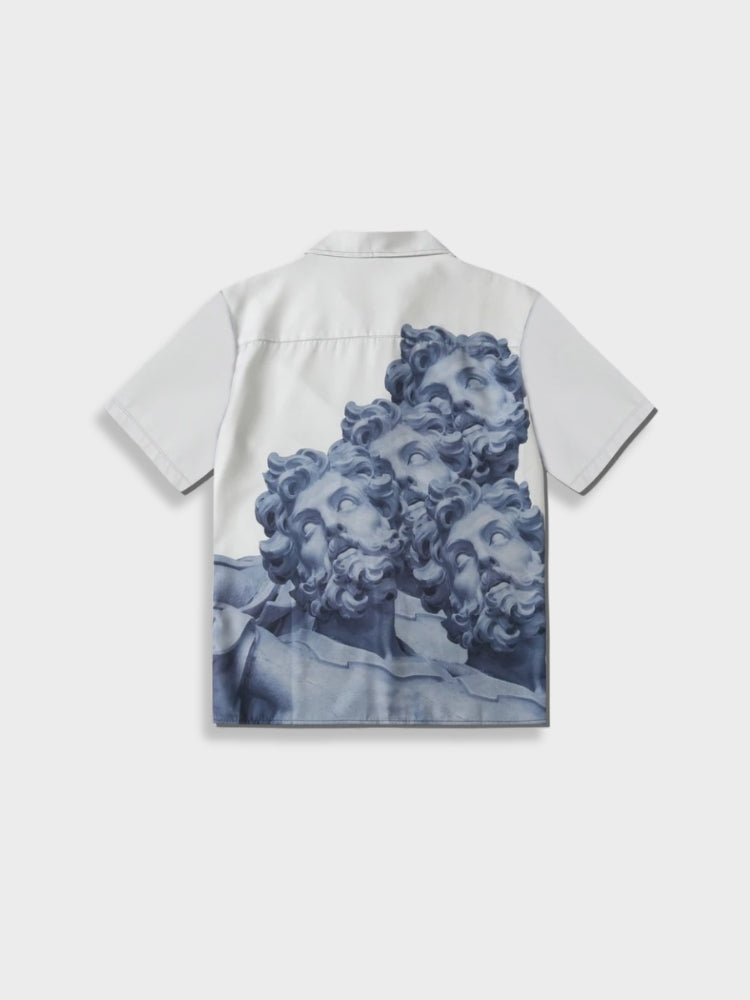 SHORT-SLEEVED BUTTON-DOWN SHIRT WITH STATUE PRINT - SHORT SLEEVED ROMAN
