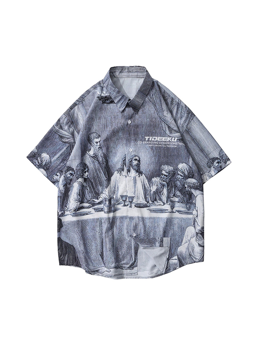 SHORT-SLEEVED SHIRT WITH LAST SUPPER PRINT - SUPPER PRINTED SHIRTS