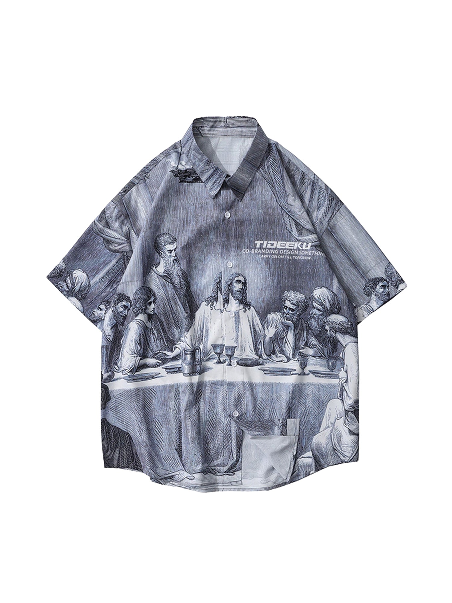 SHORT-SLEEVED SHIRT WITH LAST SUPPER PRINT - SUPPER PRINTED SHIRTS