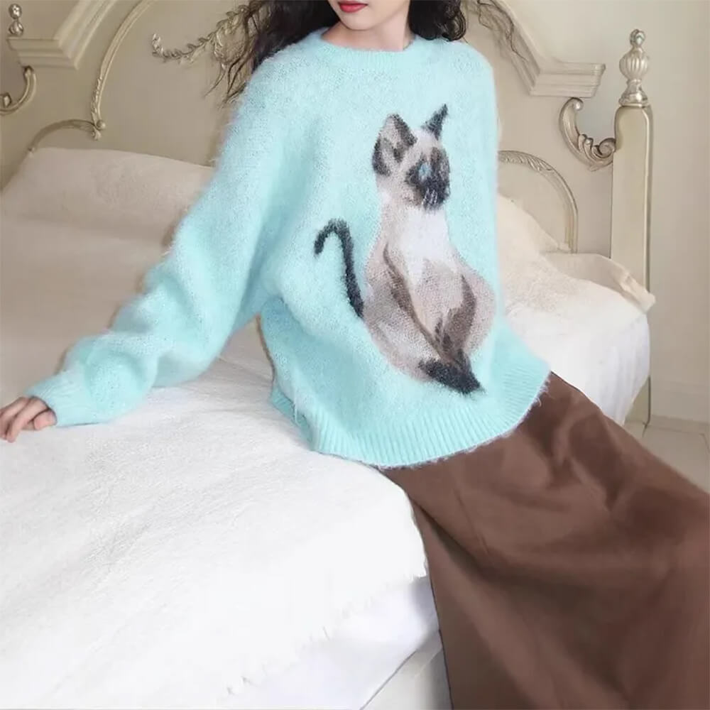 SIAMESE CAT SWEATER FLUFFY SIAMESE COZY KNIT