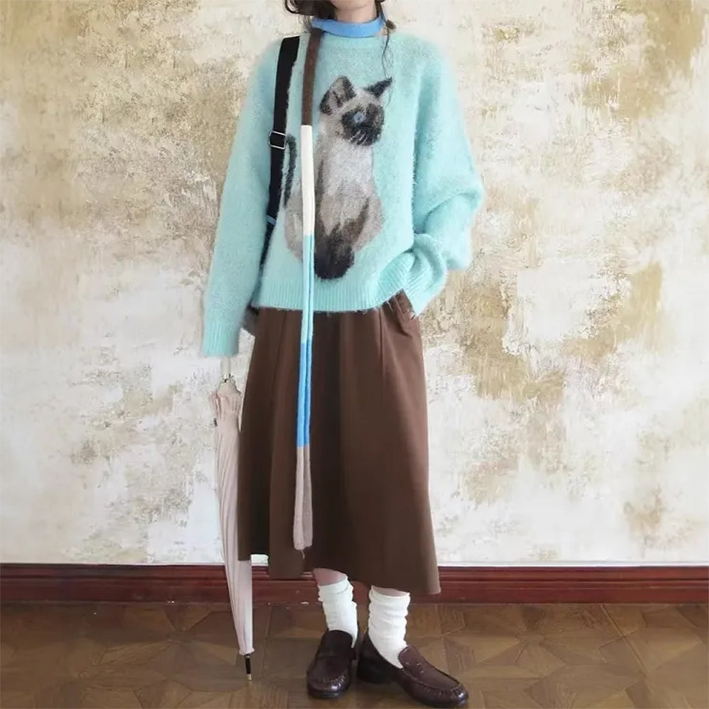 SIAMESE CAT SWEATER FLUFFY SIAMESE COZY KNIT