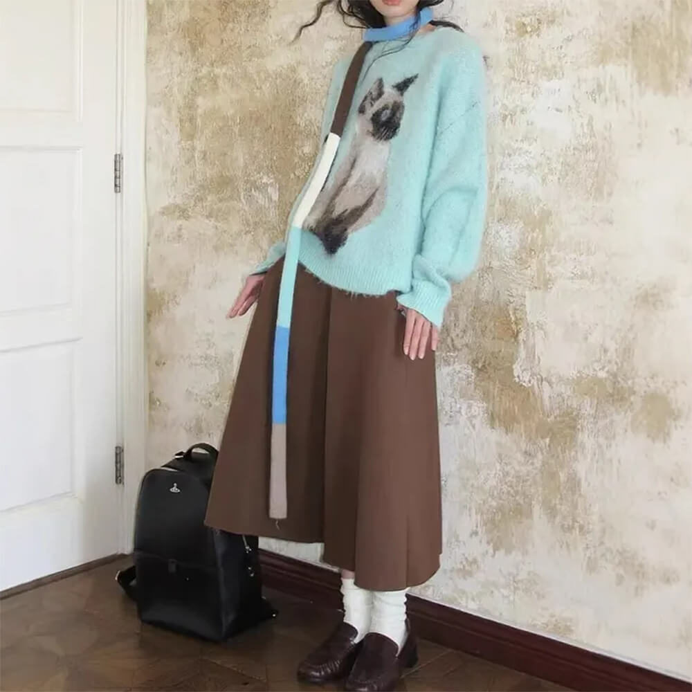 SIAMESE CAT SWEATER FLUFFY SIAMESE COZY KNIT