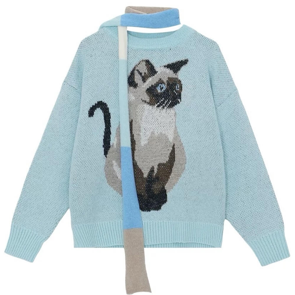 SIAMESE CAT SWEATER FLUFFY SIAMESE COZY KNIT