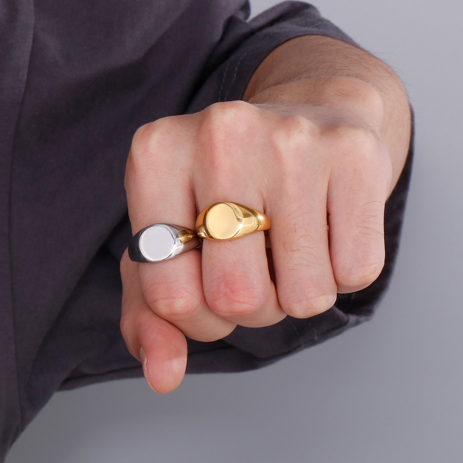 SIGNET RING SET OF TWO - CASUAL RINGS FOR EVERYDAY WEAR