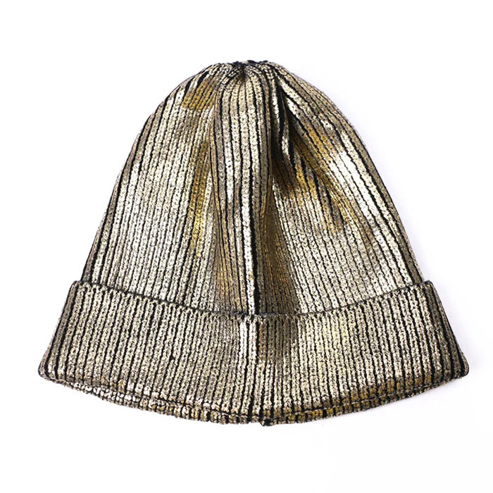 SILVER AND BLACK STRIPED BEANIE HAT FOR MEN AND WOMEN