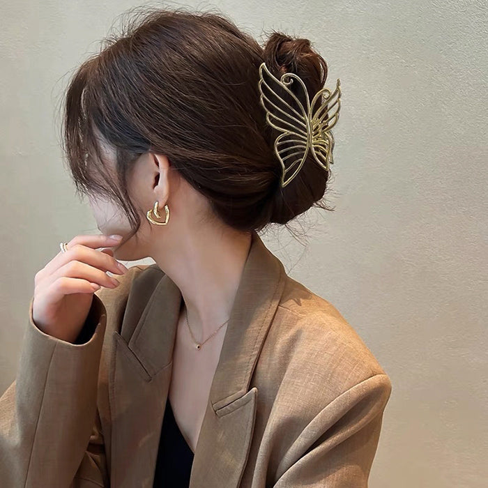 SILVER BUTTERFLY HAIR CLAW FOR ELEGANT HAIR ACCESSORIES