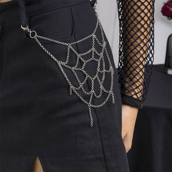 SILVER CHAIN SPIDERWEB ACCESSORY FOR JEWELRY OR COSTUME DESIGN