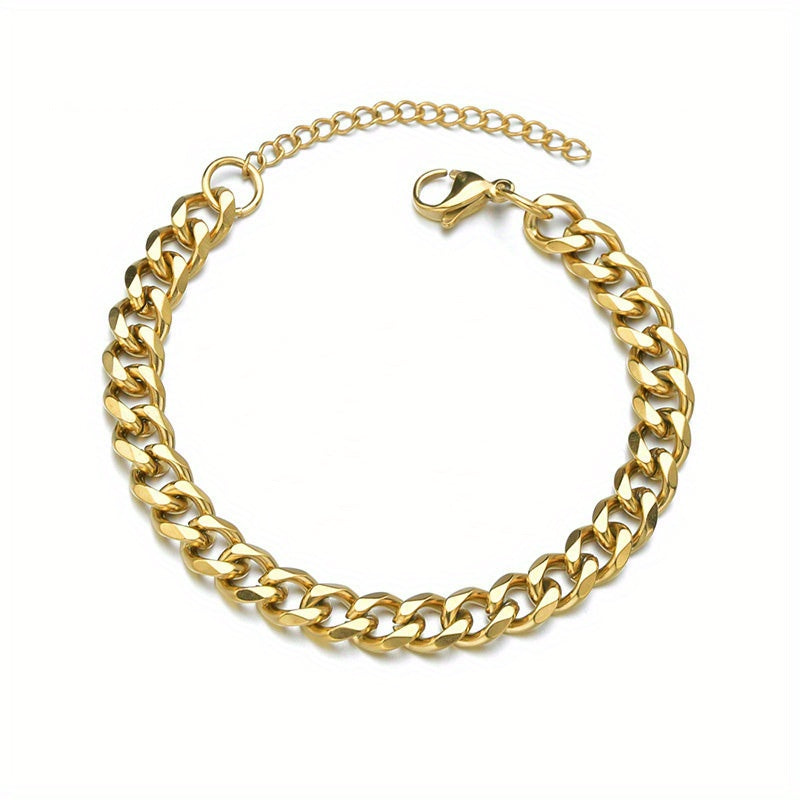 SILVER CURB CHAIN BRACELET WITH 18K GOLD PLATED FINISH