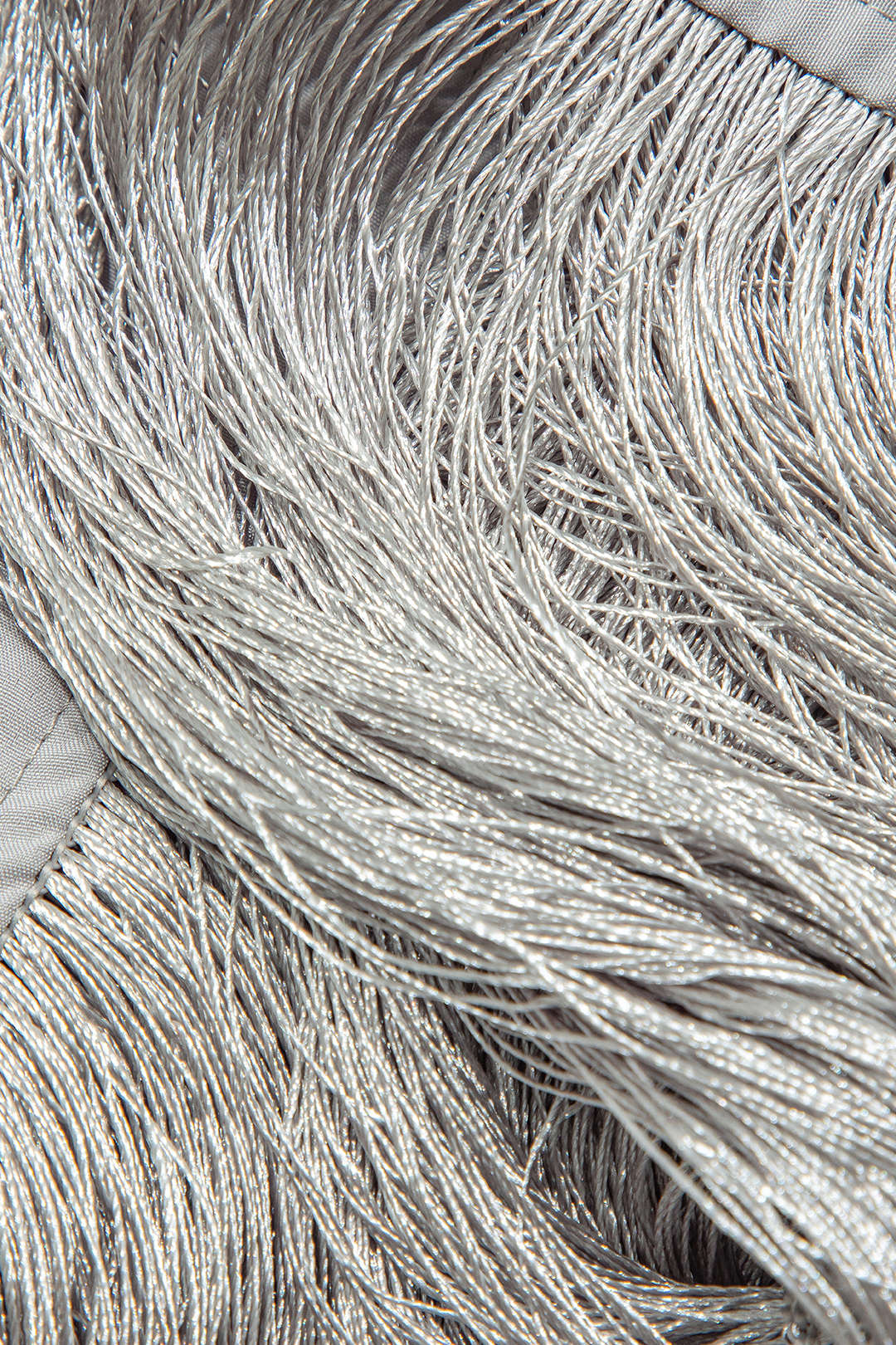 SILVER FRINGED MINI DRESS FOR SPECIAL OCCASIONS AND ELEGANT TRANSPARENCY