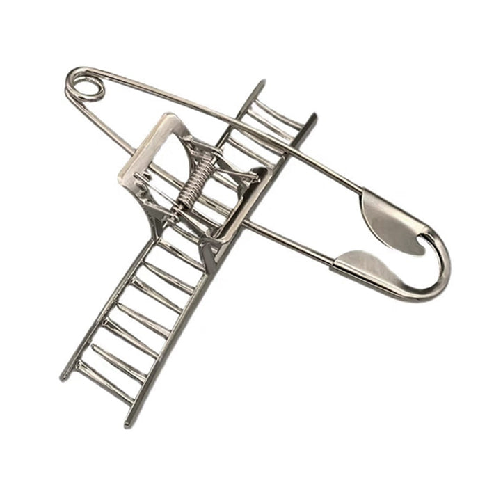 SILVER HAIR CLAW CLIP WITH SAFETY PIN ACCENT FOR HAIR ACCESSORIES