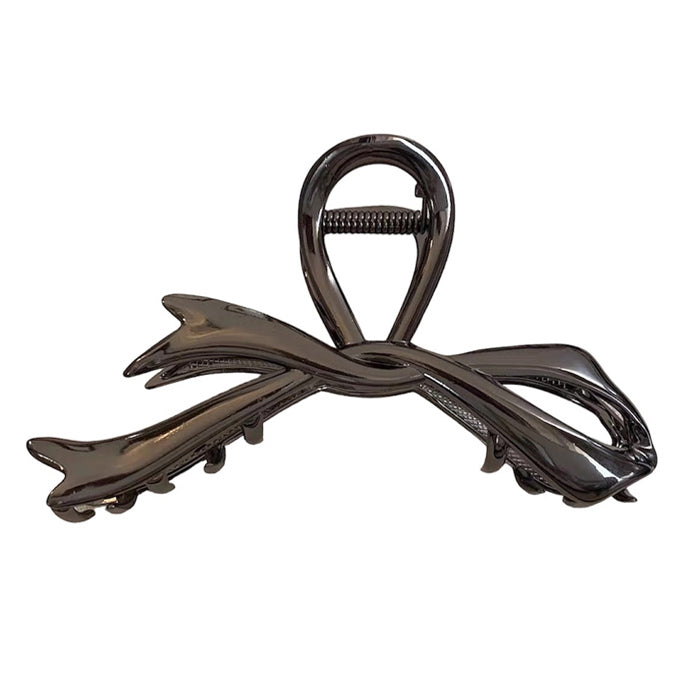 SILVER METAL HAIR CLAW WITH COQUETTE GIRL BOW FOR GIRL BOW HAIR STYLES
