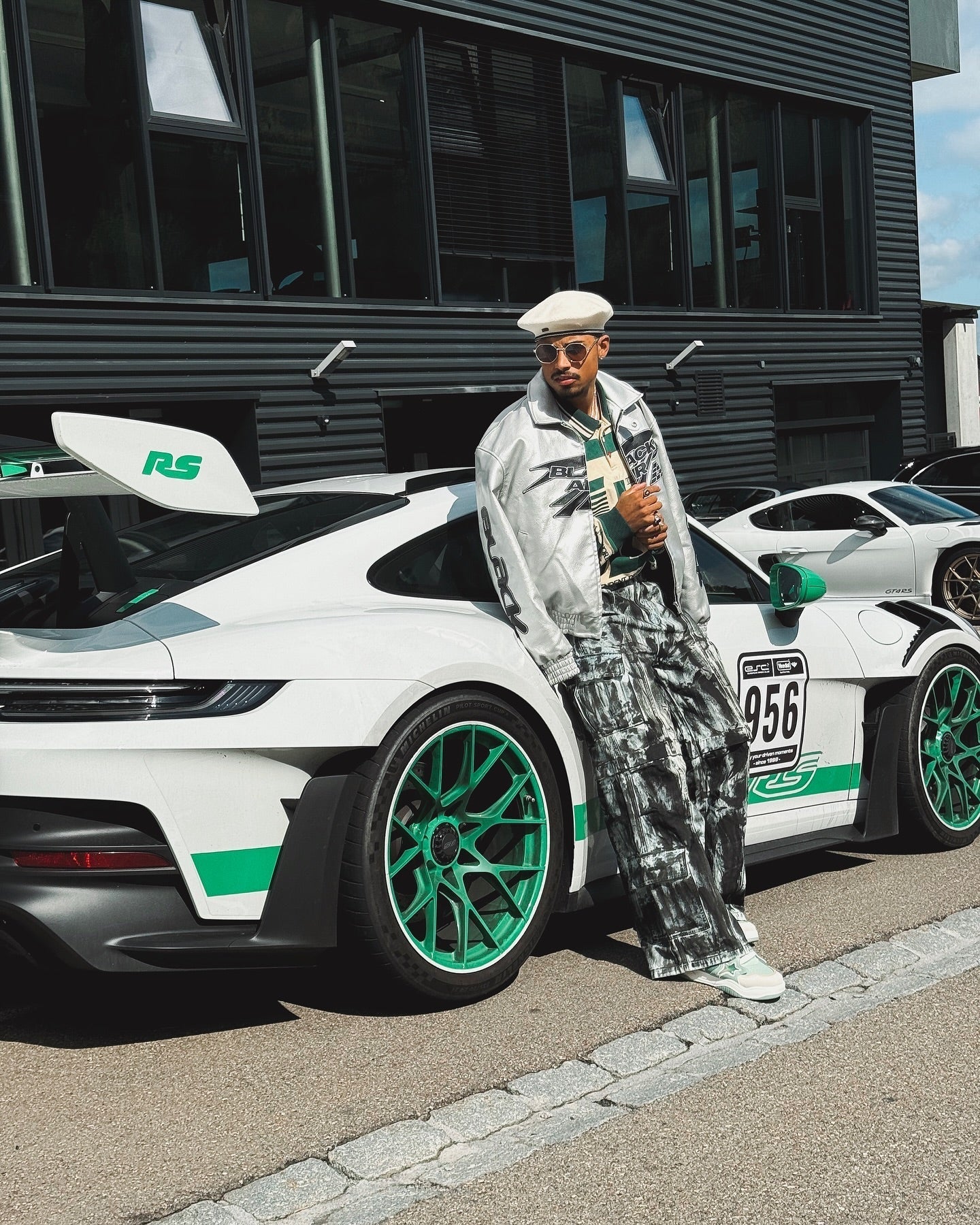SILVER RACING JACKET WITH VINTAGE EMBROIDERED LONG SLEEVE AND LAPEL COLLAR
