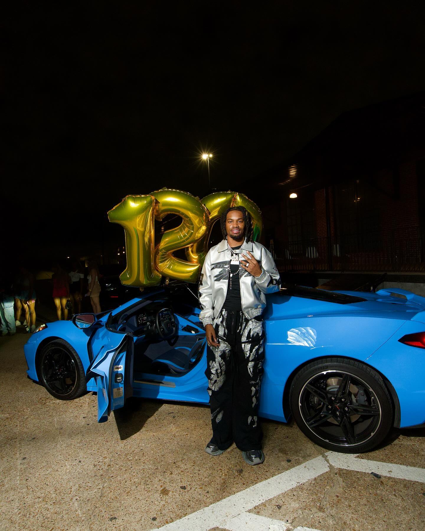 SILVER RACING JACKET WITH VINTAGE EMBROIDERED LONG SLEEVE AND LAPEL COLLAR