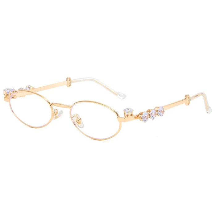 SILVER-RIMMED EYEGLASSES WITH DECORATIVE GEMSTONES FOR WOMEN