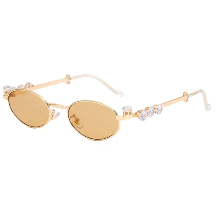 SILVER-RIMMED EYEGLASSES WITH DECORATIVE GEMSTONES FOR WOMEN