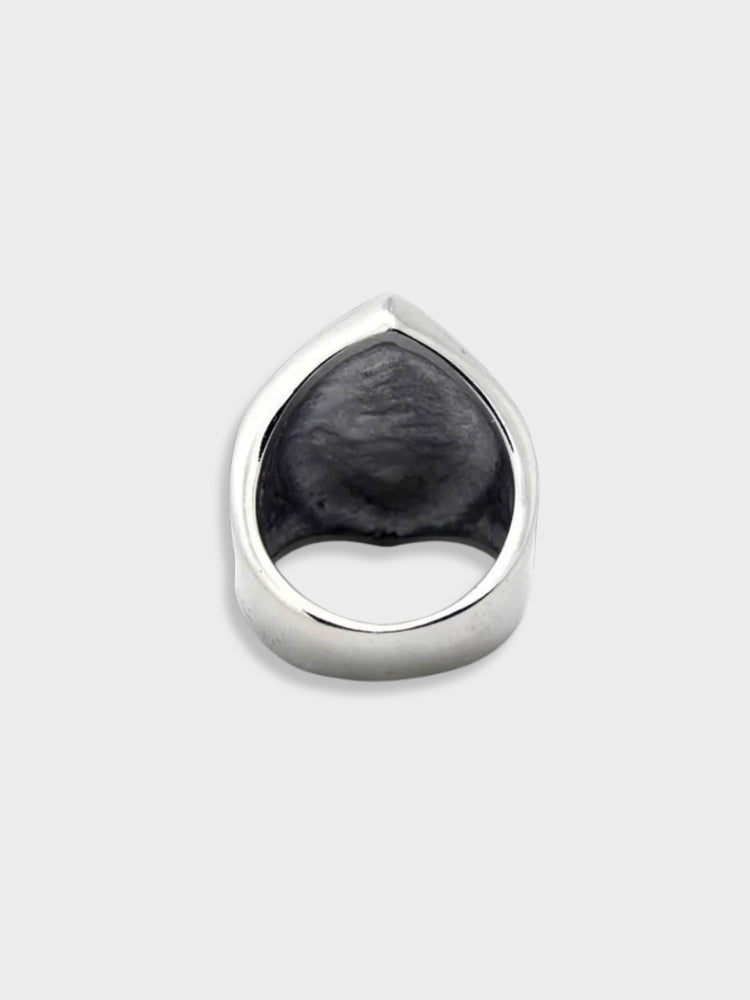 SILVER RING WITH DIAMOND-SHAPED FACE AND LUCKY NUMBER 13 FOR GOOD FORTUNE
