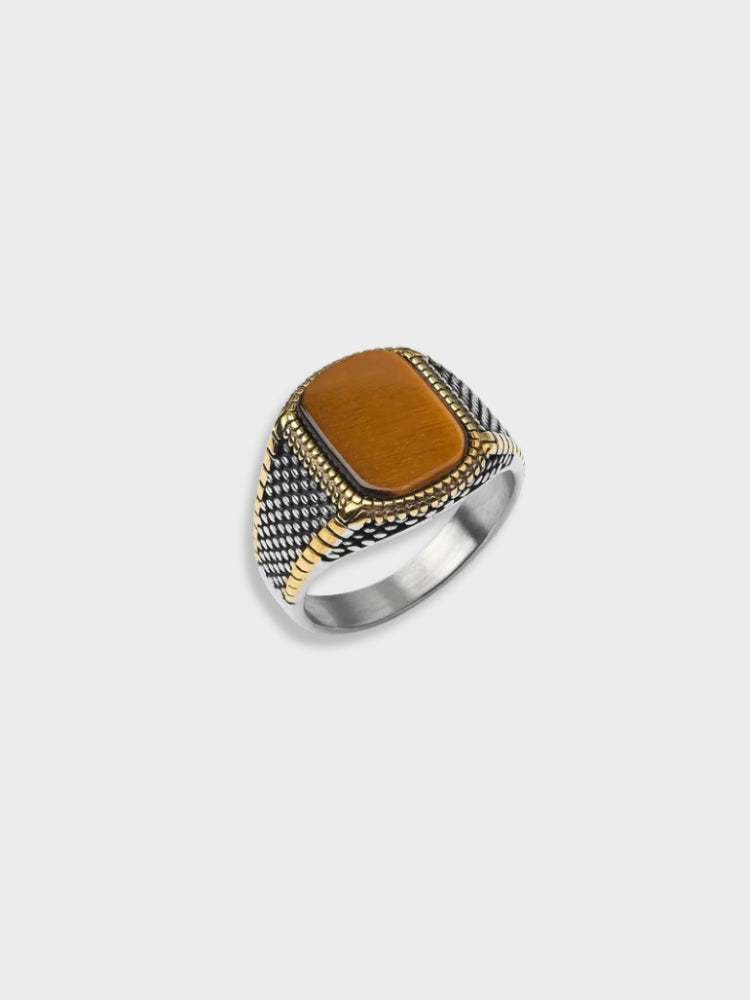 SILVER RING WITH RED STONE - MONEY ONYX RING