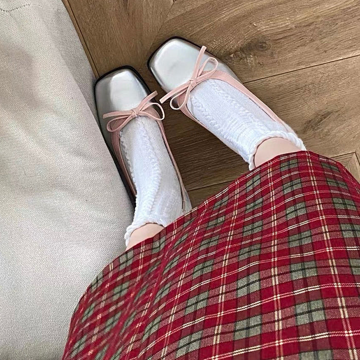 SILVER SLINGBACK SHOES WITH PINK BOWS FOR WOMEN