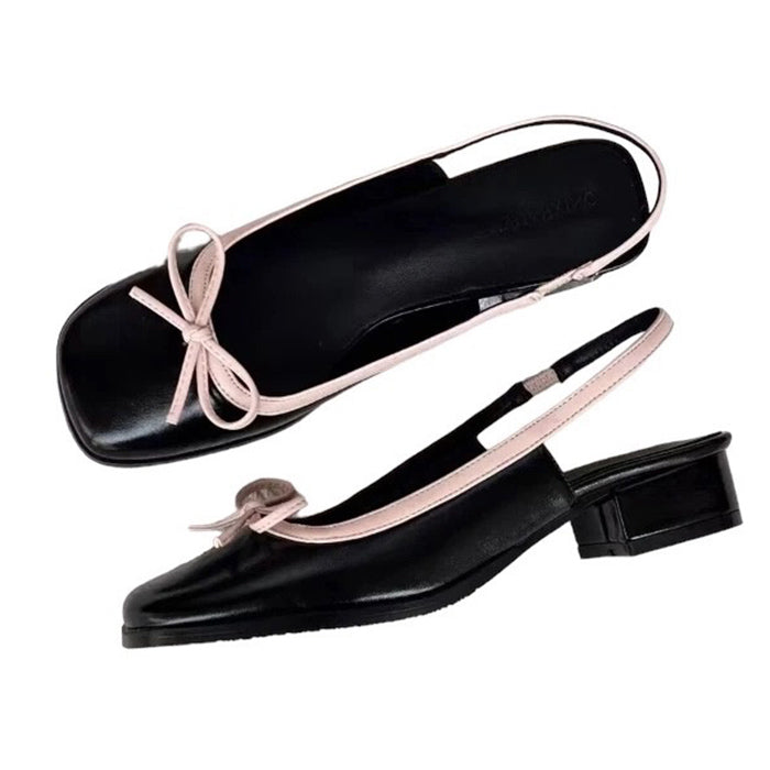 SILVER SLINGBACK SHOES WITH PINK BOWS FOR WOMEN