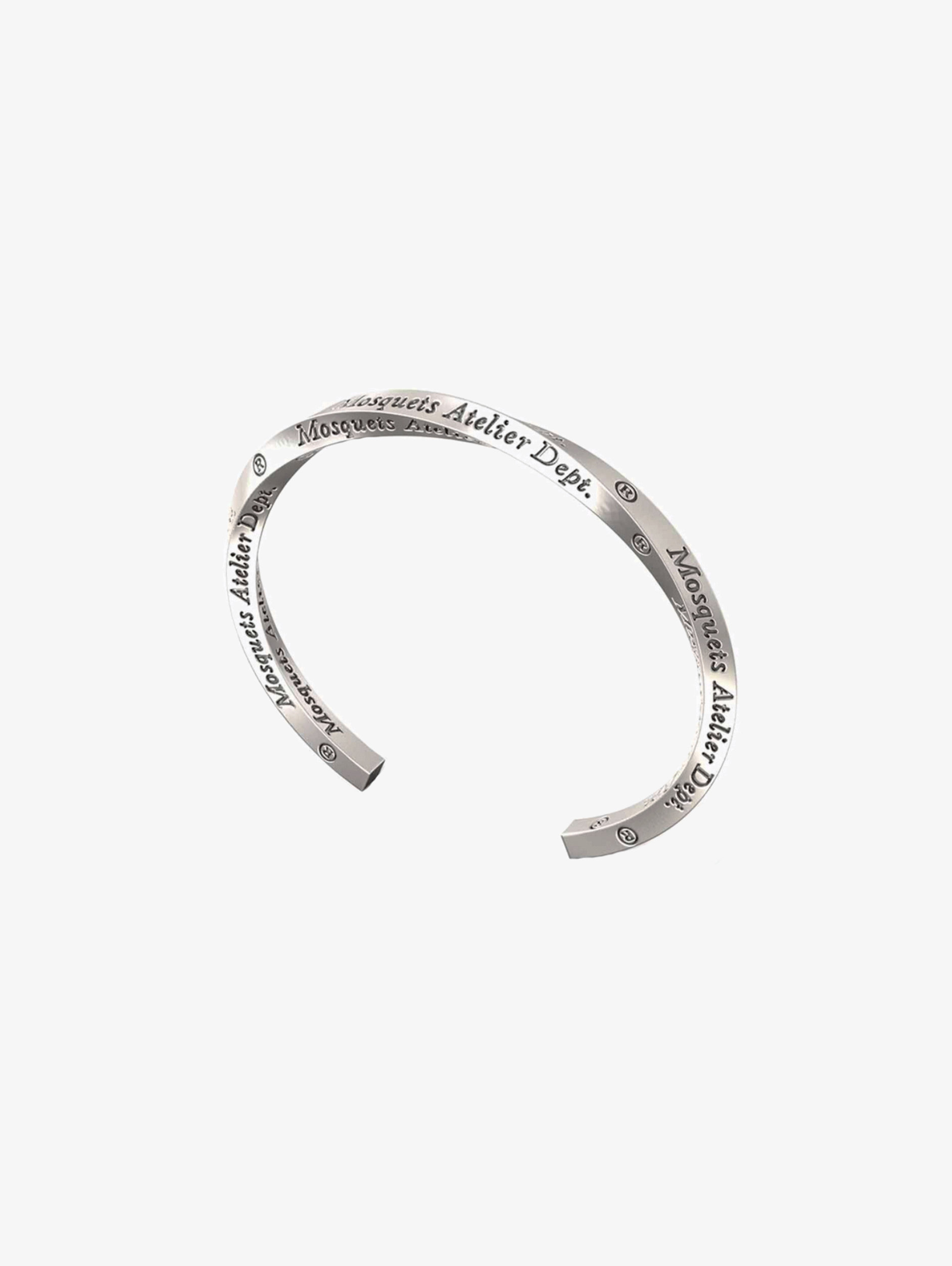 SILVER TWISTED BANGLE WITH ENGRAVING FEATURES ADJUSTABLE