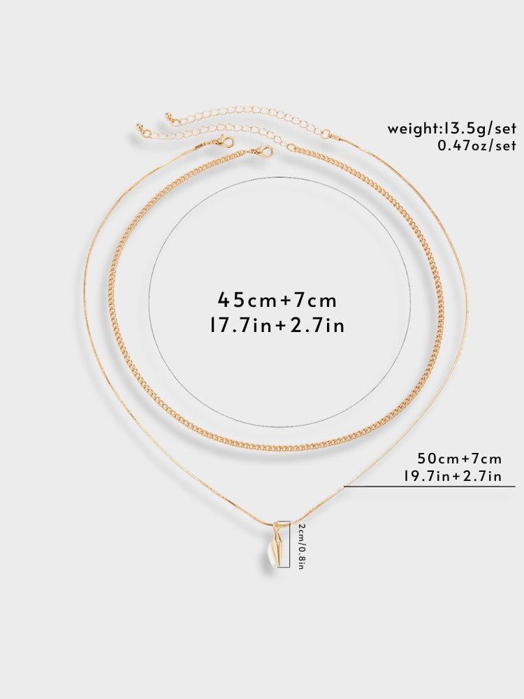 SILVER TWO PIECE NECKLACE SET WITH TWO PIECE DESIGN