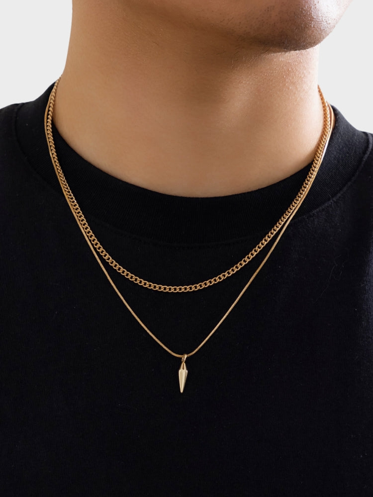 SILVER TWO PIECE NECKLACE SET WITH TWO PIECE DESIGN