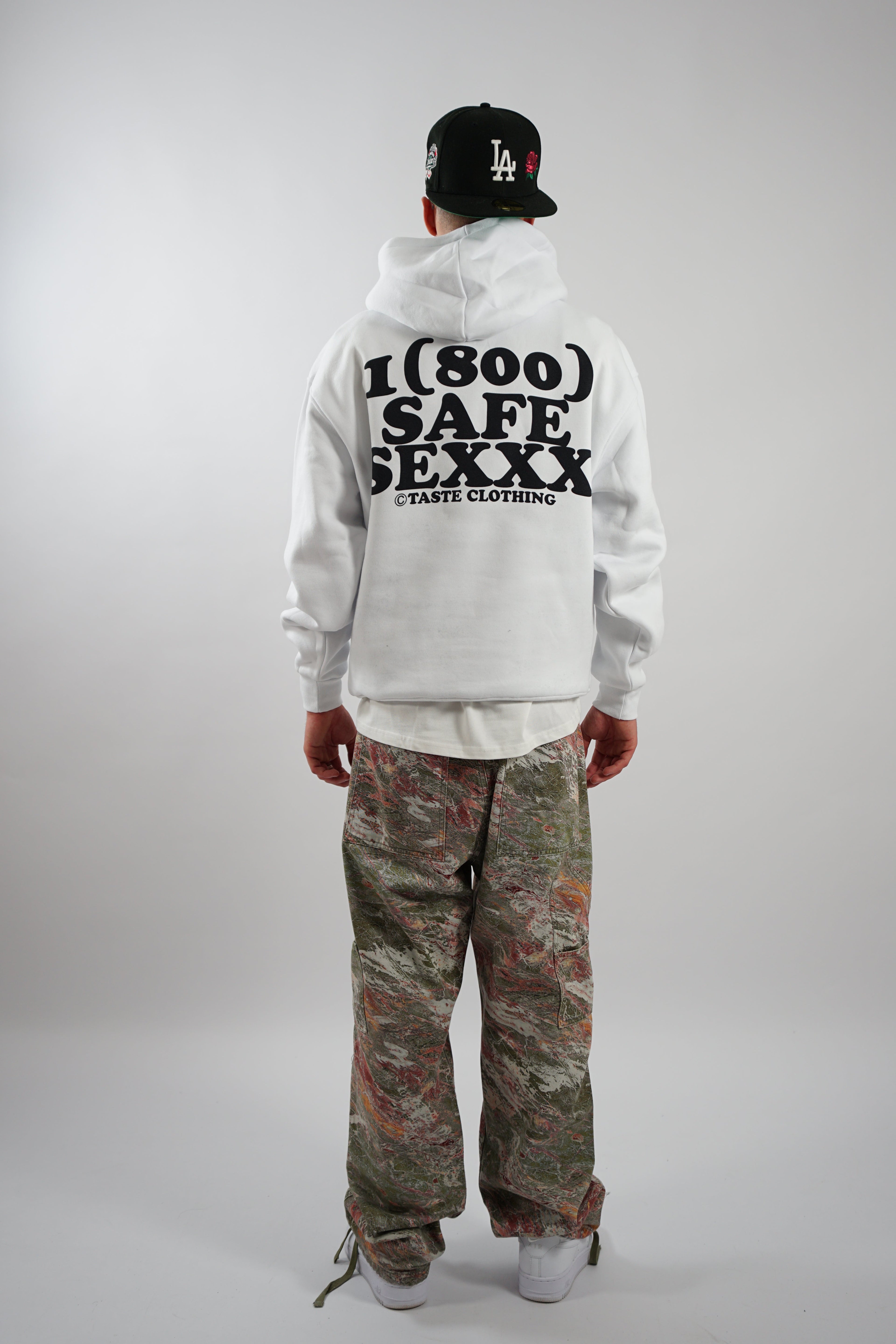 SIX OVERSIZED HOODIE IN WHITE WITH BLACK TEXT - OVERSIZED HOODIE