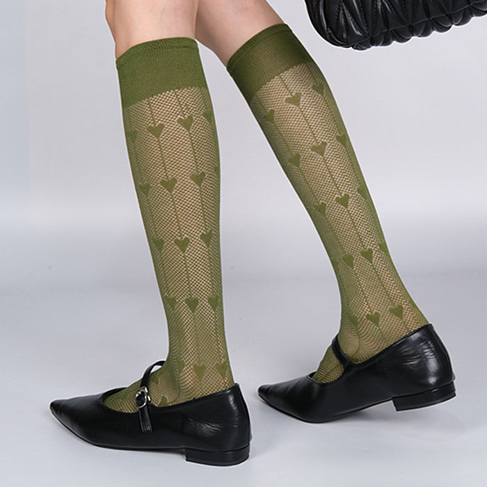 SIX PAIRS FREE SIZE KNEE SOCKS SOFTIE HEART COLLECTION