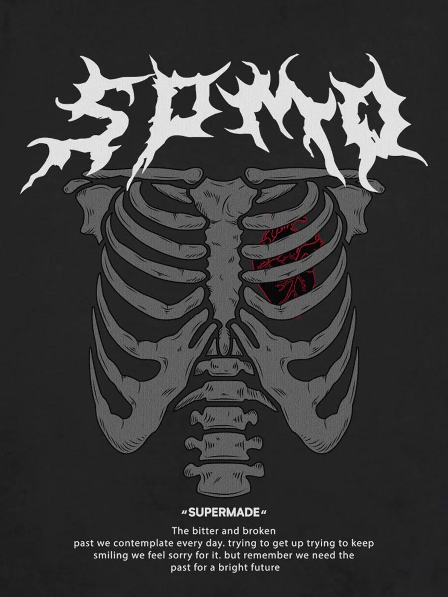 SKELETON GRAPHIC BLACK HOODIE CASUAL LONG SLEEVE