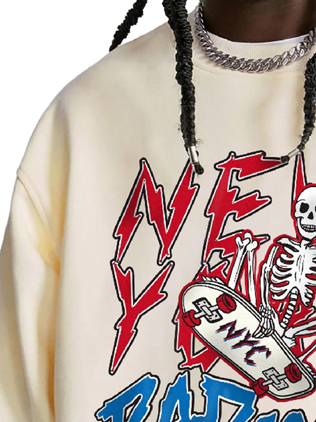 SKELETON GRAPHIC PULLOVER SWEATSHIRT YORK RADICAL SKATEBOARD SKULL