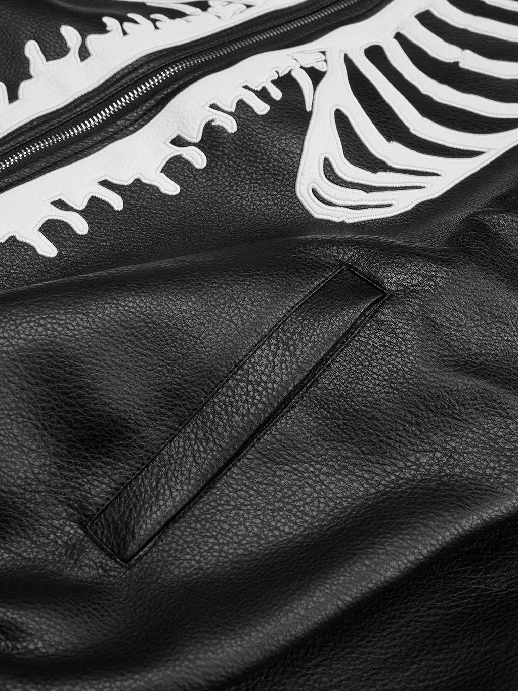 SKELETON-THEMED JACKET AND JEANS SET WITH LONG SLEEVE LAPEL COLLAR