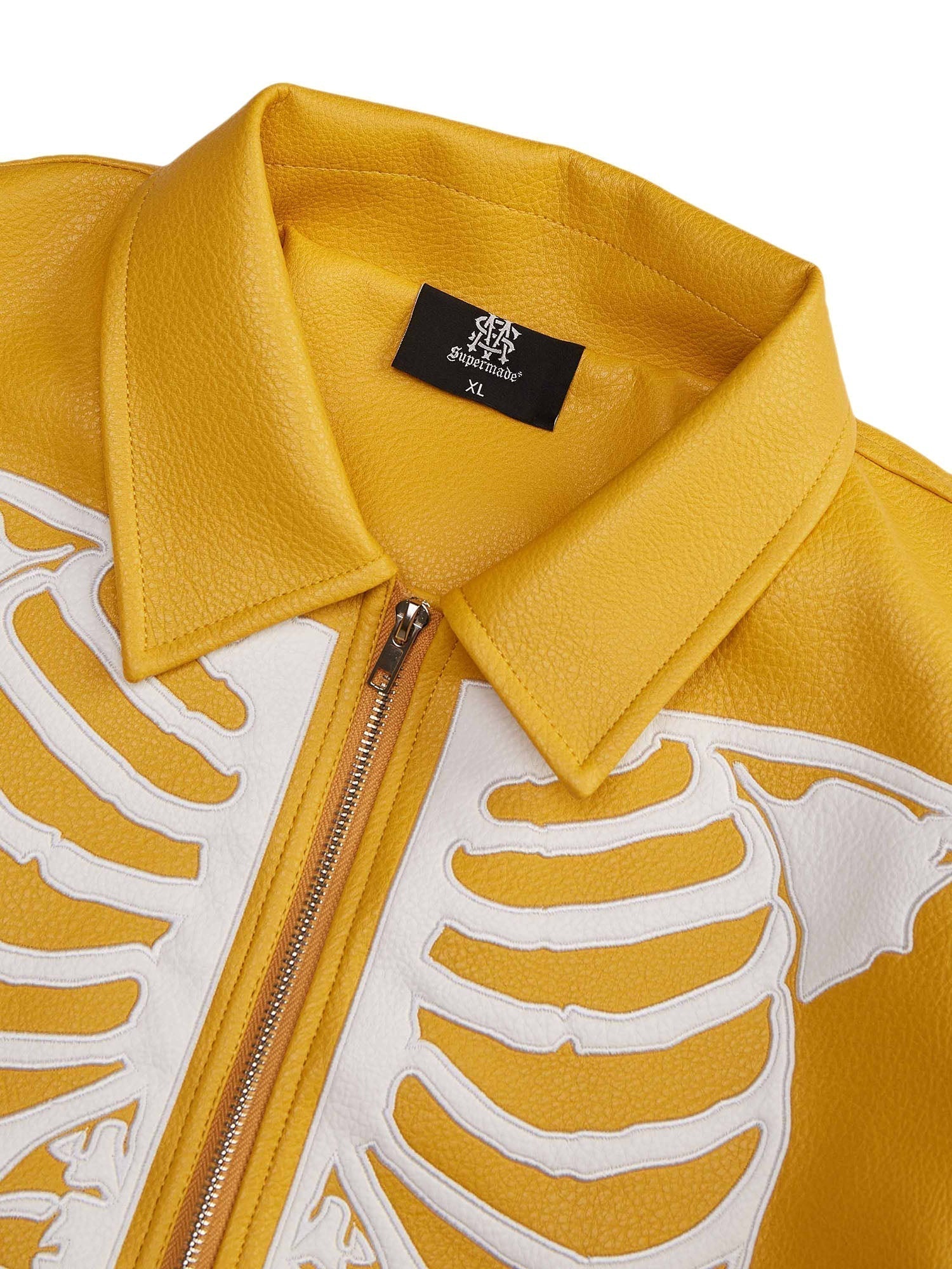 SKELETON-THEMED JACKET AND JEANS SET WITH LONG SLEEVE LAPEL COLLAR