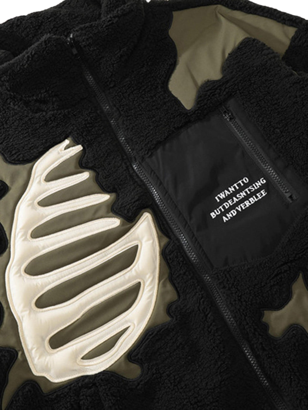 SKELETON-THEMED LONG SLEEVE JACKET WITH STAND COLLAR