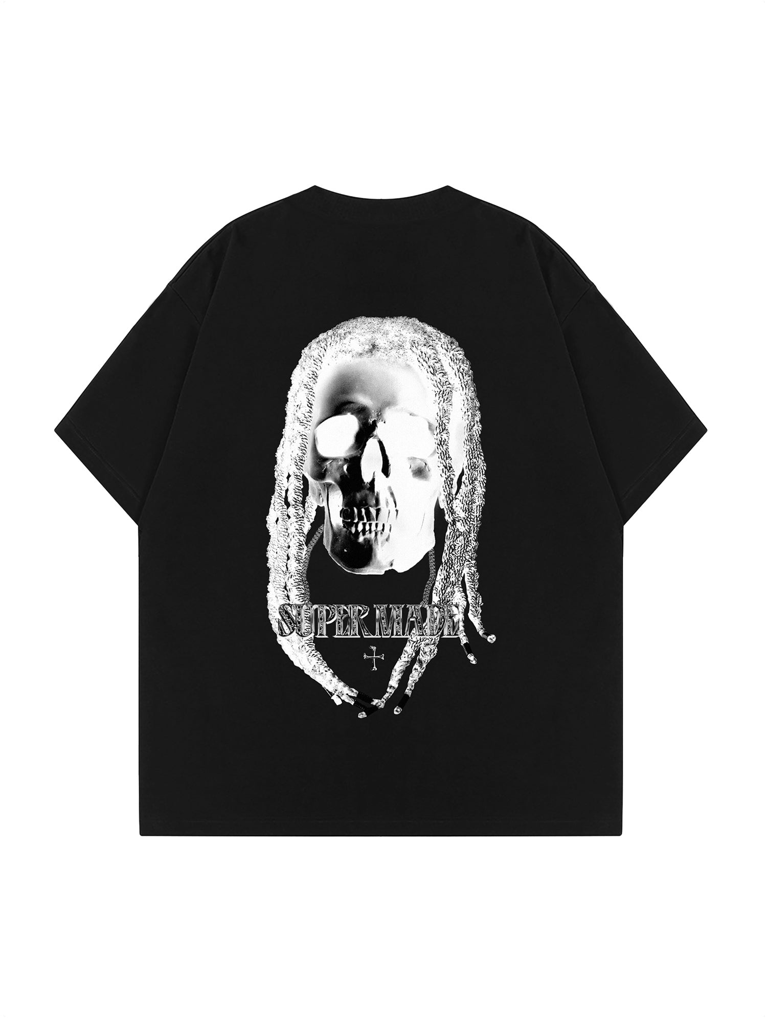 SKULL GRAPHIC BLACK T-SHIRT - SWEETHEART SUPPLIES SKULL PRINT