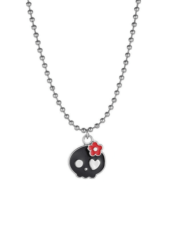 SKULL PENDANT NECKLACE WITH CHARMING ALLOY NECKLACE CASUAL CHARM