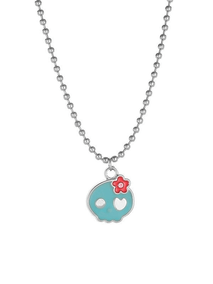 SKULL PENDANT NECKLACE WITH CHARMING ALLOY NECKLACE CASUAL CHARM
