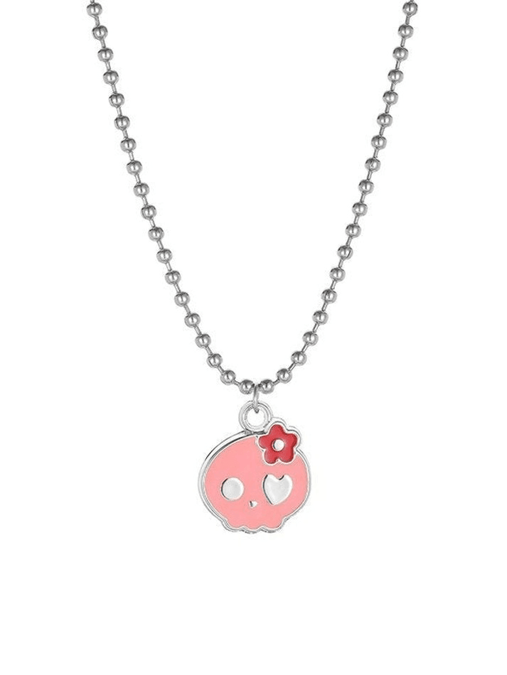 SKULL PENDANT NECKLACE WITH CHARMING ALLOY NECKLACE CASUAL CHARM