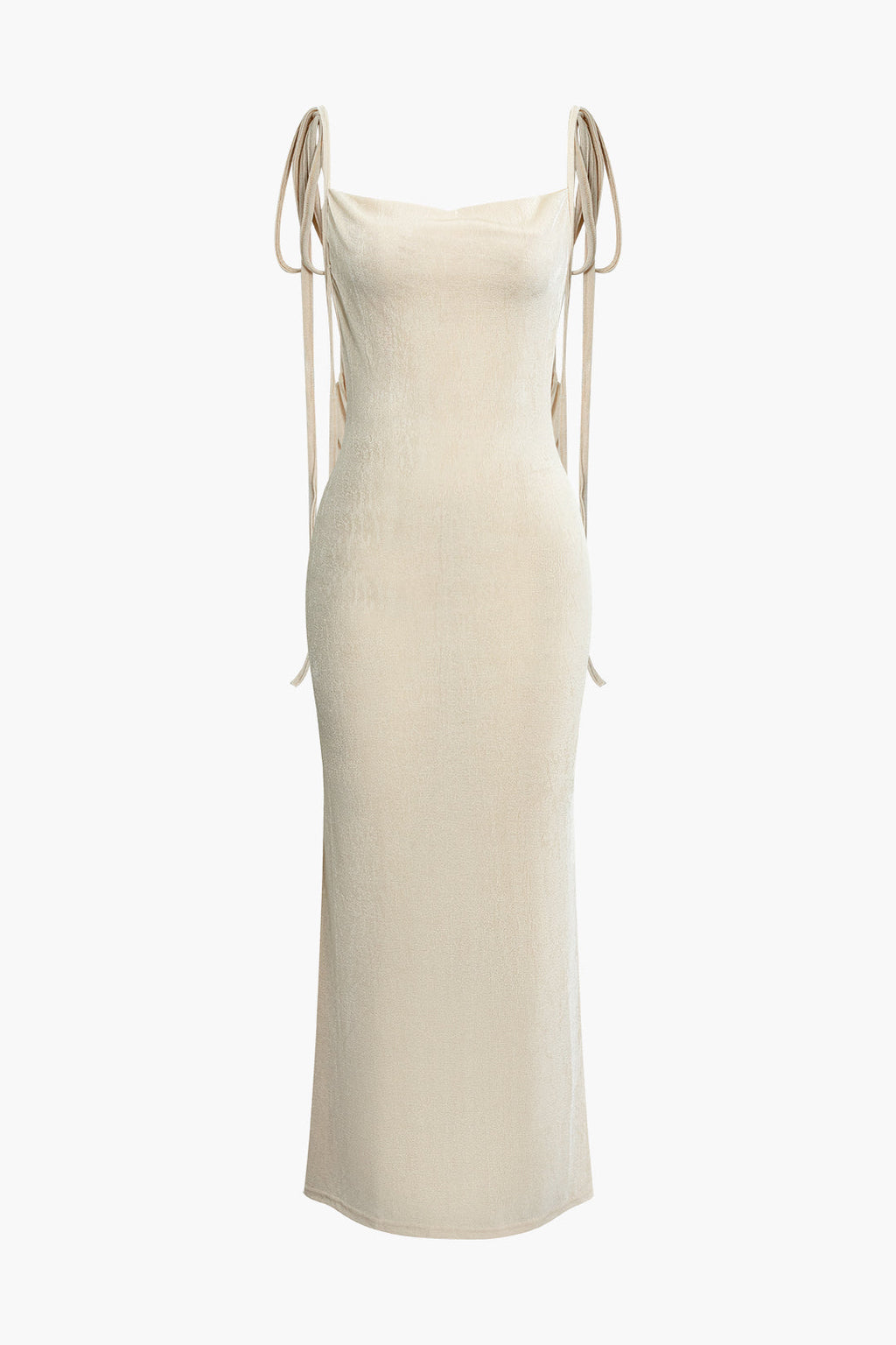 SLEEVELESS CREAM DRESS WITH TIE STRAPS - COMFORTABLE CASUAL DRESS