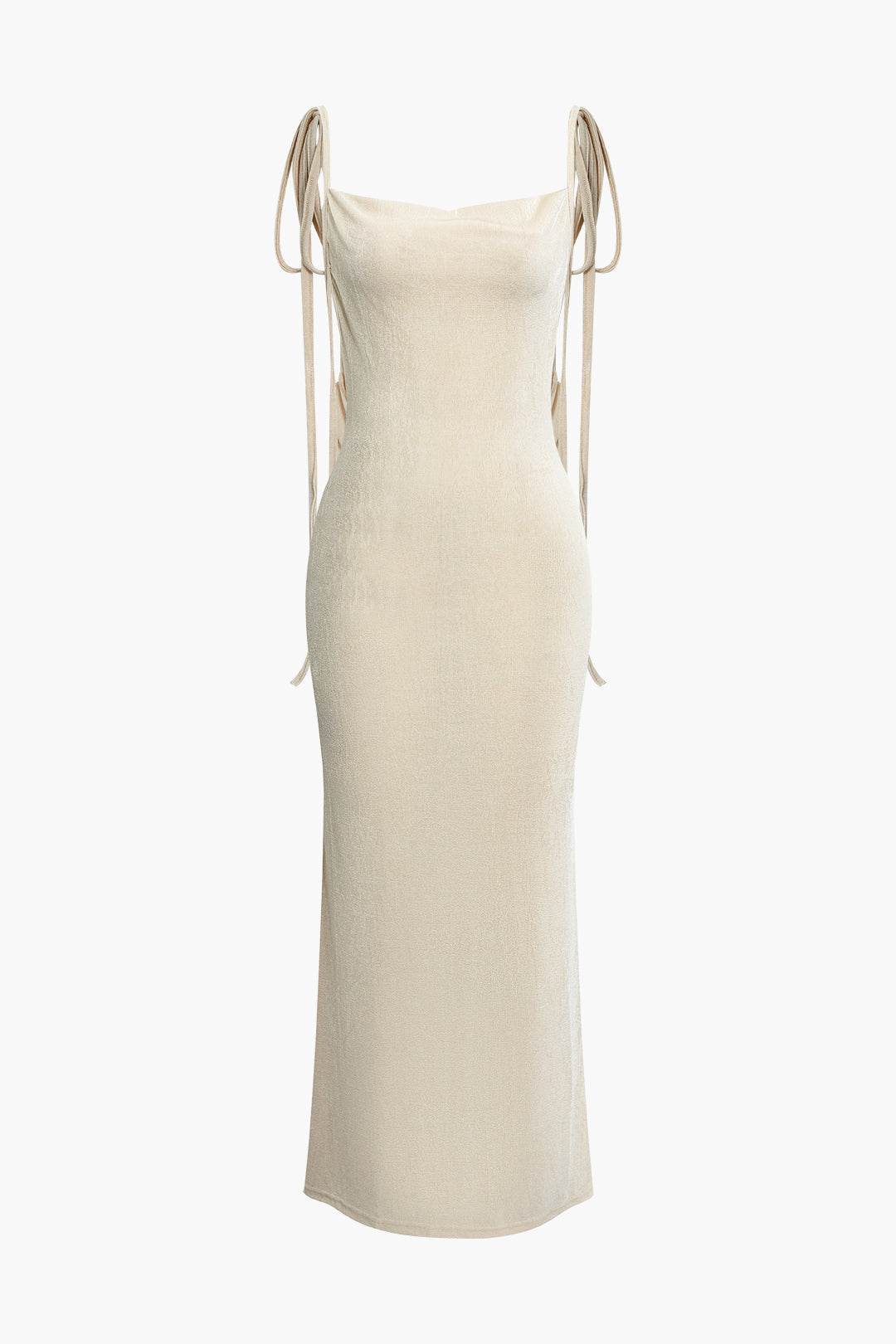 SLEEVELESS CREAM DRESS WITH TIE STRAPS - COMFORTABLE CASUAL DRESS