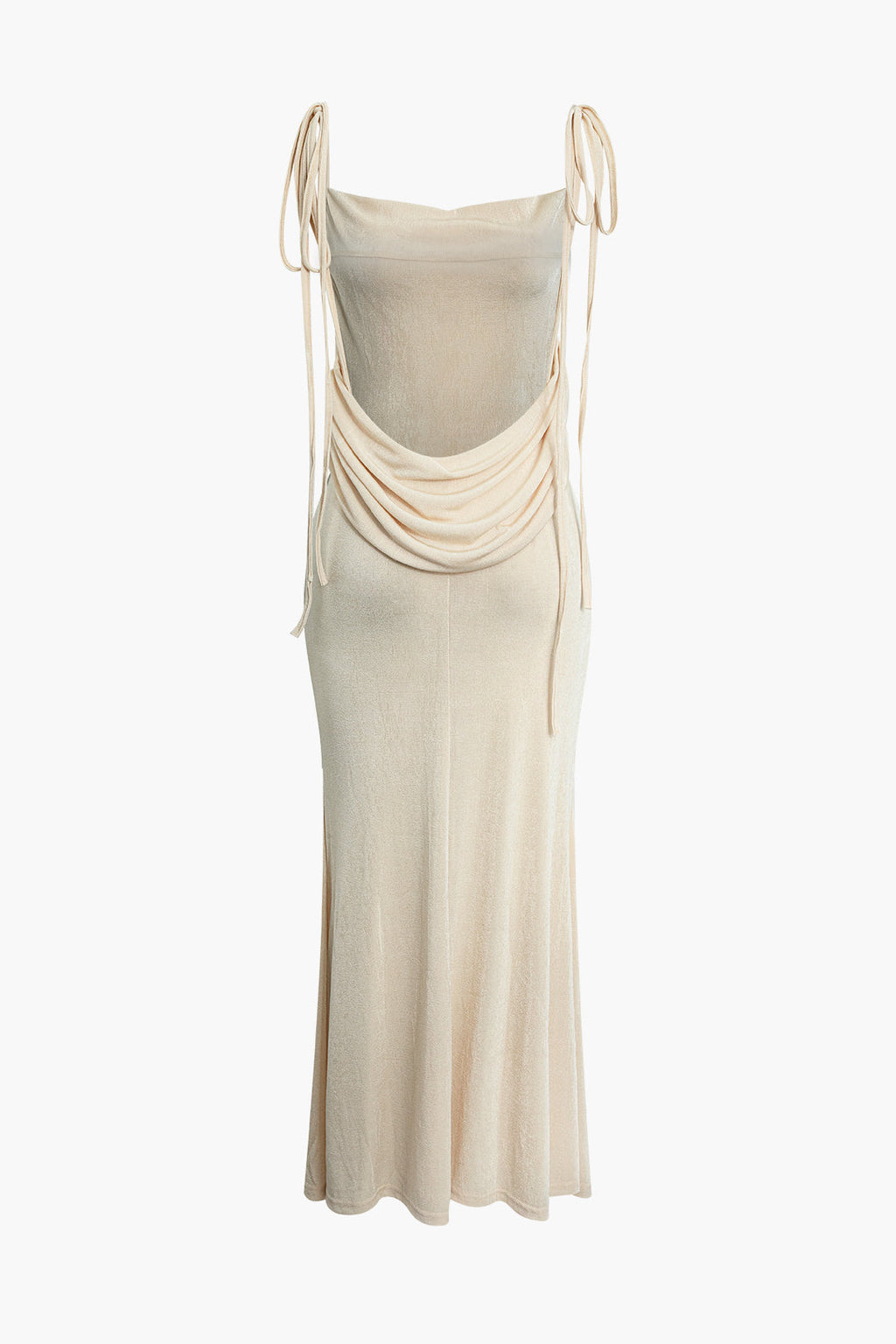 SLEEVELESS CREAM DRESS WITH TIE STRAPS - COMFORTABLE CASUAL DRESS