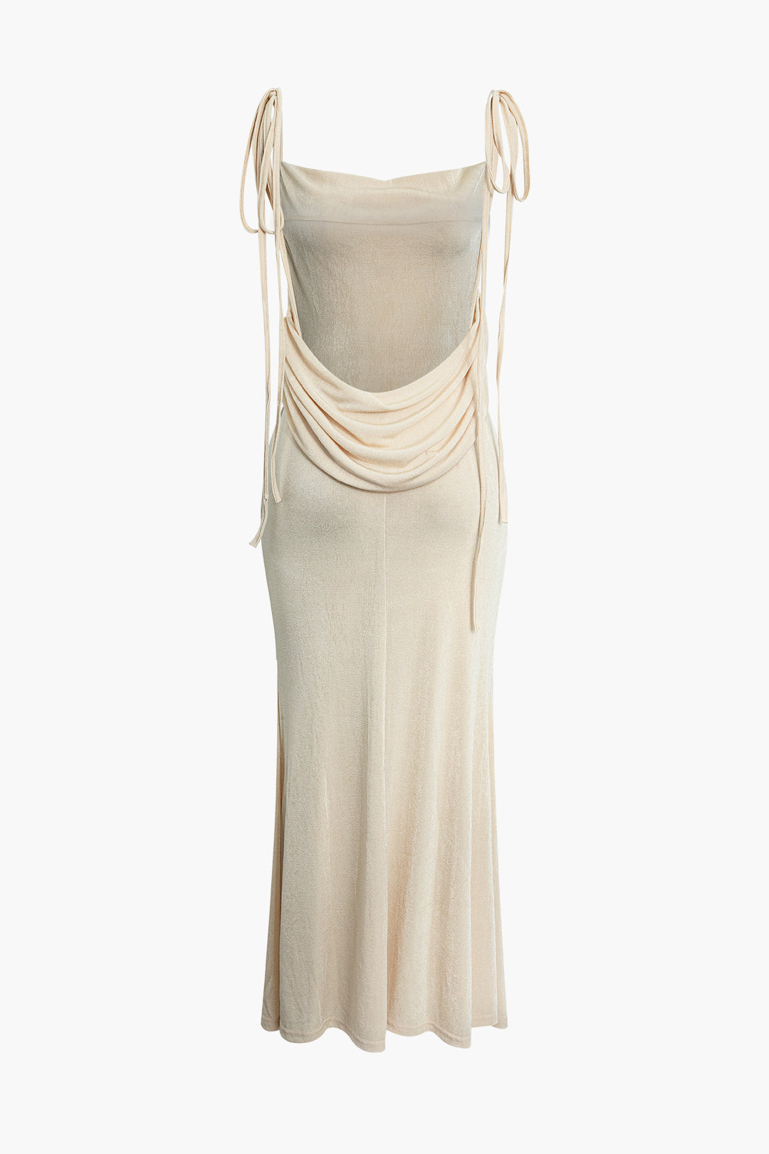 SLEEVELESS CREAM DRESS WITH TIE STRAPS - COMFORTABLE CASUAL DRESS