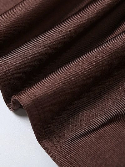 SLEEVELESS DRESS IN COFFEE TONE WITH PLEATED WRAP DETAIL