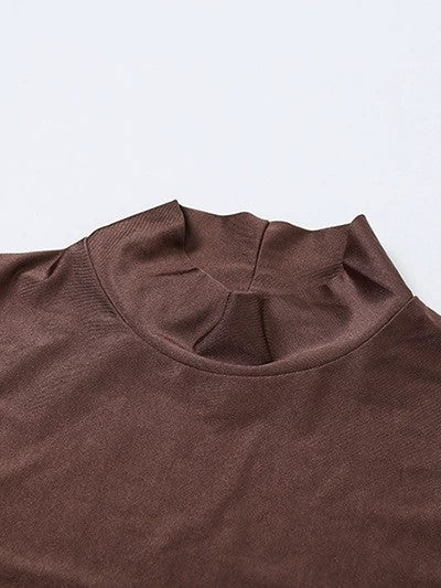 SLEEVELESS DRESS IN COFFEE TONE WITH PLEATED WRAP DETAIL