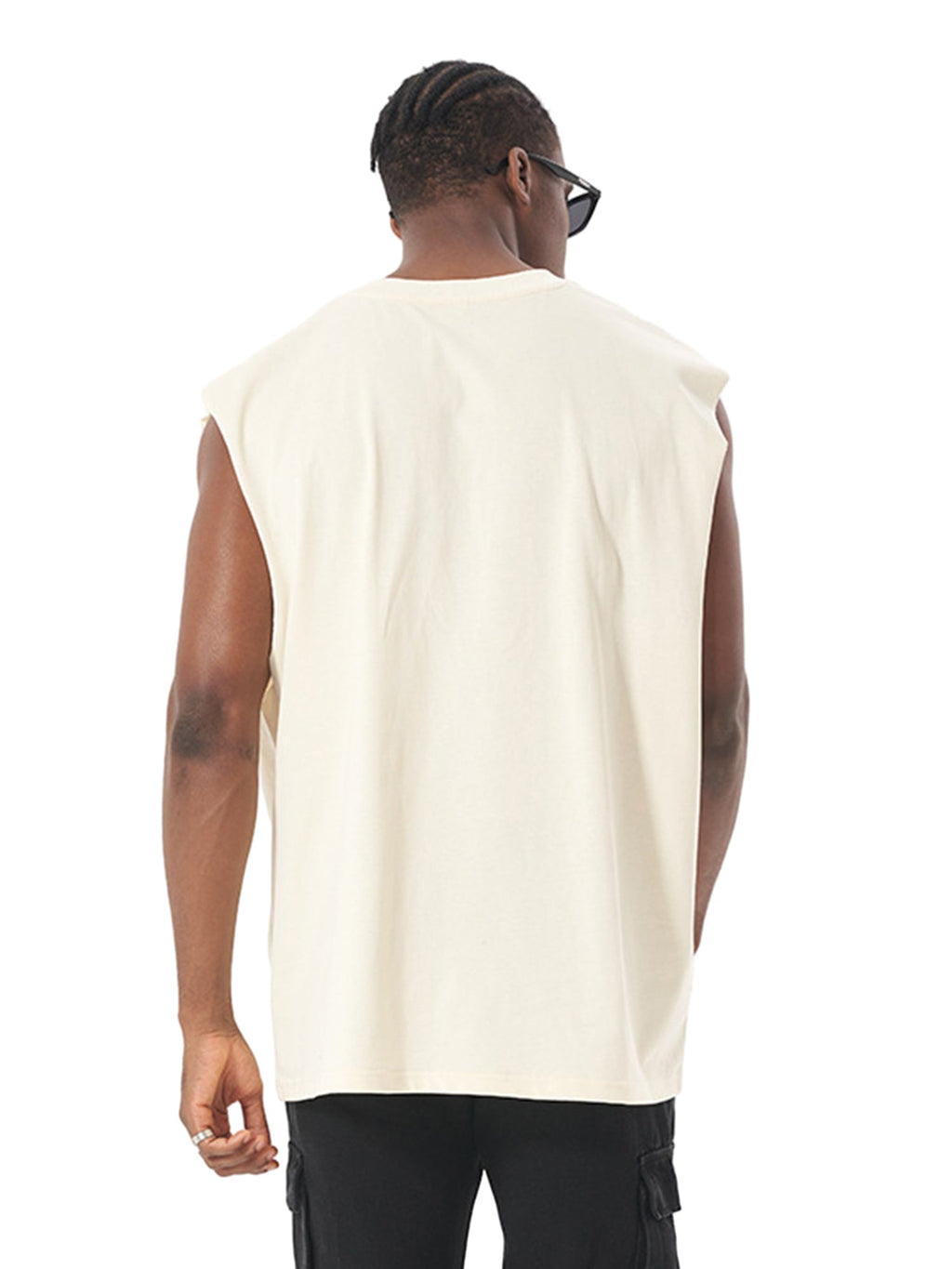 SLEEVELESS JERSEY TOP WITH ROUND COLLAR AND LOOSELY FIT DESIGN