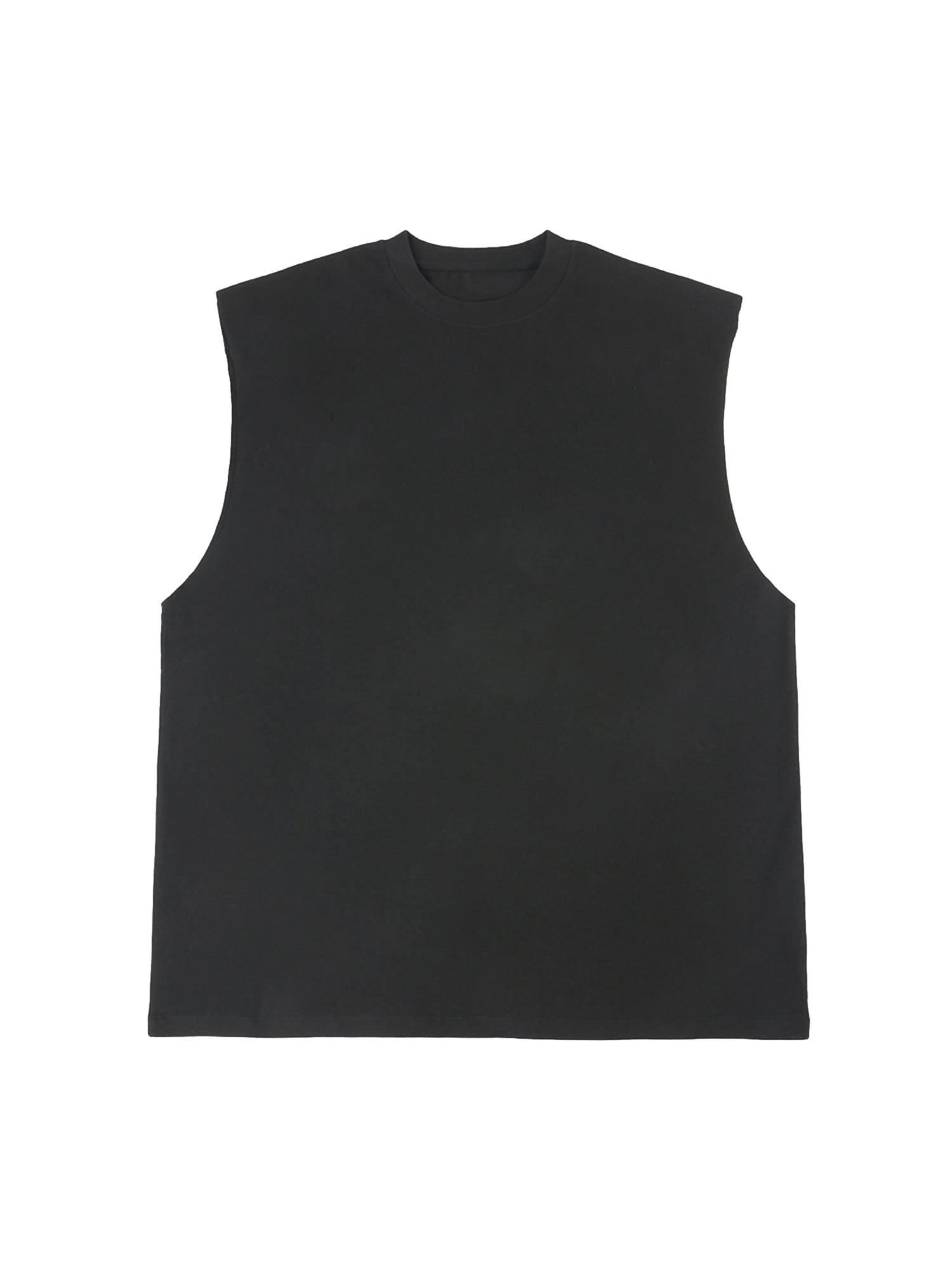 SLEEVELESS JERSEY TOP WITH ROUND COLLAR AND LOOSELY FIT DESIGN